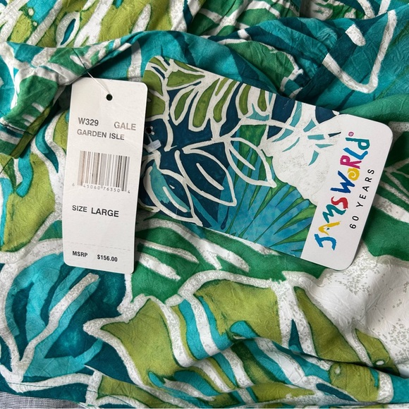 JAMS WORLD Women Size L Garden Isle Tropical Multi Green Hattie Tiered Dress. - Picture 10 of 11